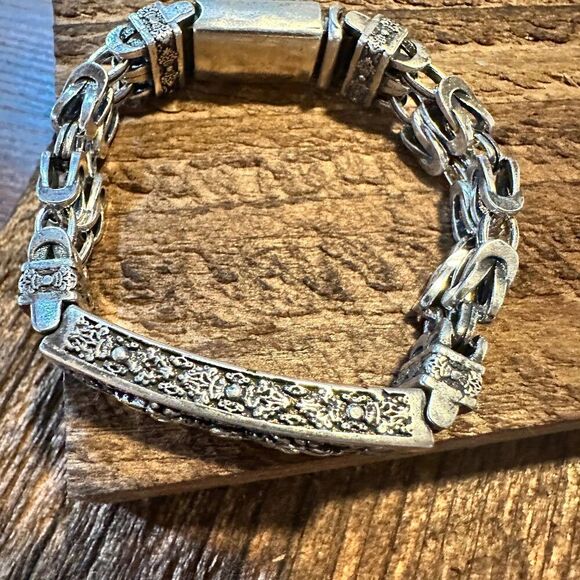 Handcrafted Artesian Unisex Cuff Link Chunky Bracelet Jewelry, Size 20CM - Picture 1 of 9